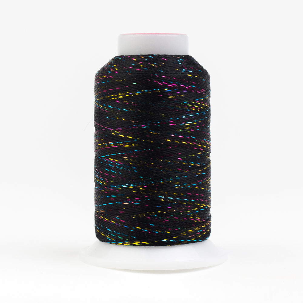 GM160 - GlaMore‚Ñ¢ 12wt Rayon and Metallic Black Multicolour Thread WonderFil Online UK
